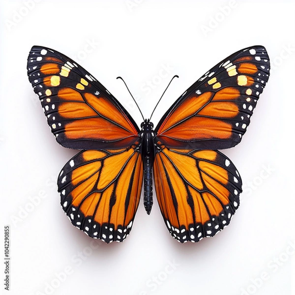 Obraz Top view of a monarch butterfly with vibrant orange wings