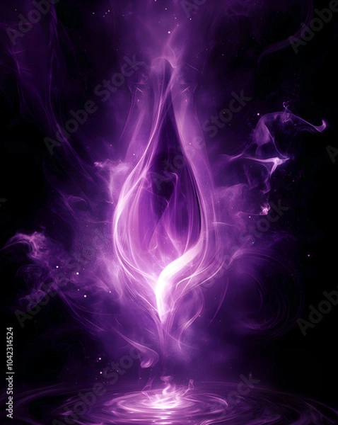 Fototapeta The Violet Flame of Master Saint Germain. Divine energy, transformation. A wonderful gift that the spirit world has made available to clear and dissolve blockages and shadows. Poster, wallpaper. 