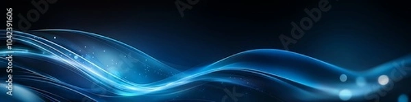 Obraz Abstract blue waves on a dark background creating a smooth and dynamic digital flow, perfect for modern design concepts.