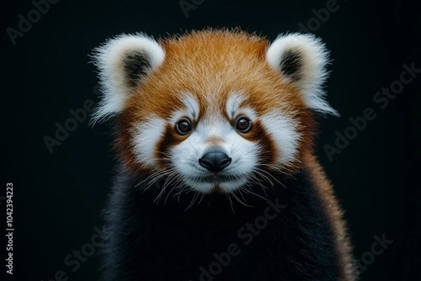 Obraz Mystic portrait of baby Giant Panda in studio, copy space on right side, Headshot, Close-up View, isolated on white background