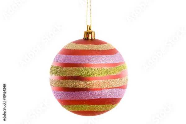 Fototapeta Red ball of christmas on a over white background