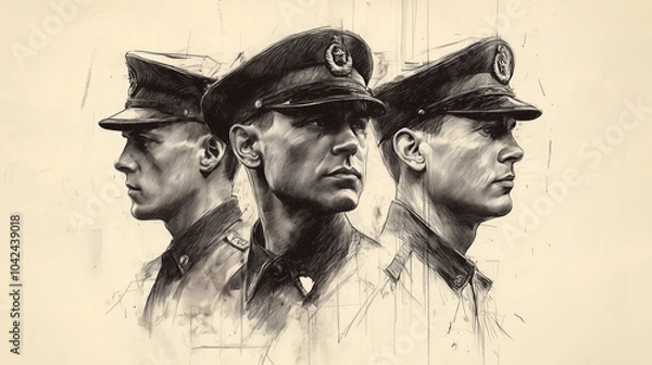 Obraz Sketch Illustration of a Russian KGB Agent - Raster Artwork