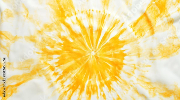 Fototapeta Abstract yellow and white tie dye background. Close up of yellow fabric dye pattern.  Abstract art texture.