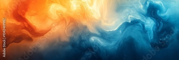 Fototapeta Abstract light orange and blue painting with smooth texture, in the style of light sky-blue and dark beige