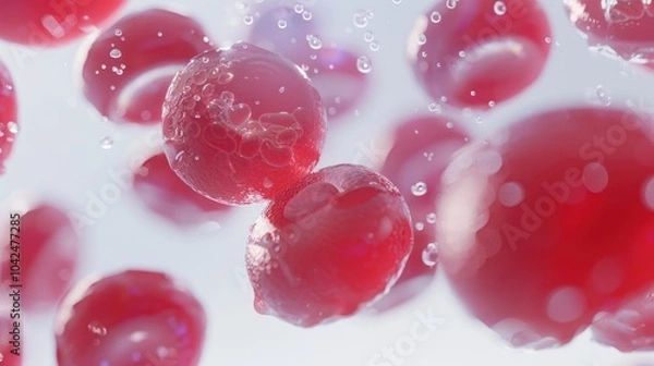 Fototapeta Abstract Red Spheres in Liquid