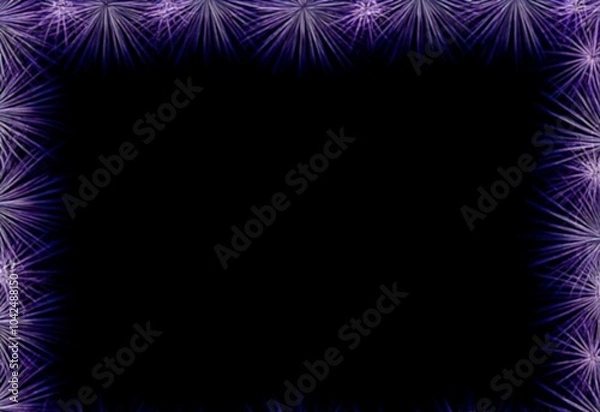 Fototapeta A black background with a purple frame of radiating lines.