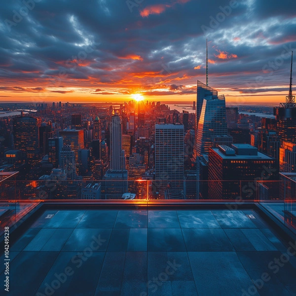 Fototapeta Impressive Skyscraper Rooftops: Panoramic Urban Views from Above