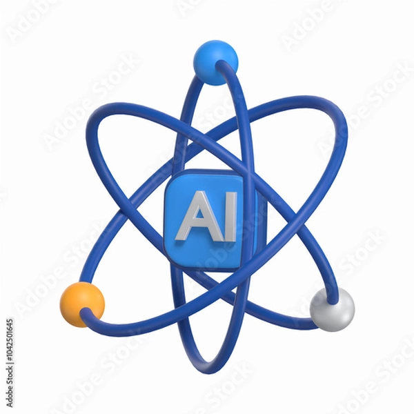 Fototapeta Ai Power 3D Icon Artificial Intelligence  Model with Transparent Background