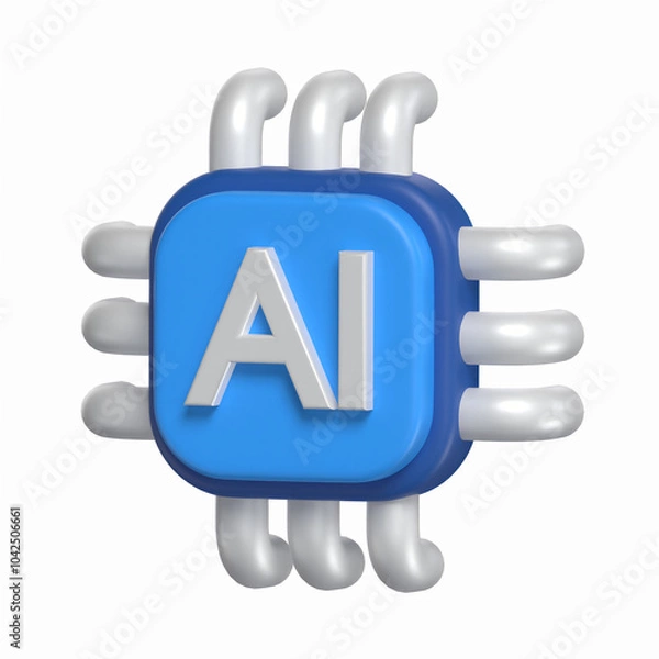 Fototapeta Ai Search Engine Illustrated 3D Icon Artificial Intelligence  Model with Transparent Background