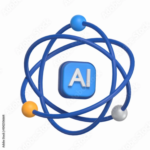 Fototapeta Ai Power 3D Icon Artificial Intelligence  Model with Transparent Background
