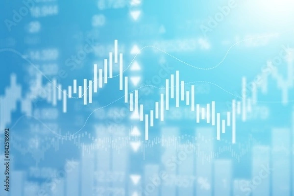 Obraz abstract Financial chart with growing stock graph at color background