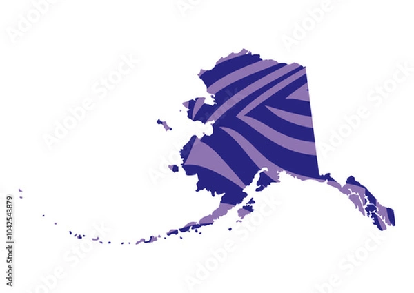 Obraz Alaska Waves Vector in Purple Dusk - Abstract State Map Design