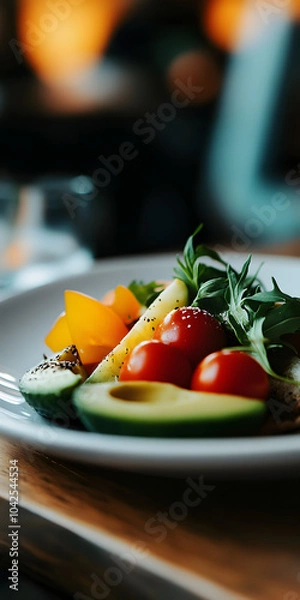 Fototapeta Torrada de abacate com tomates-cereja e sementes