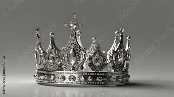 Obraz Elegant and beautiful princess crown on transparent white background, Gnerative.ai