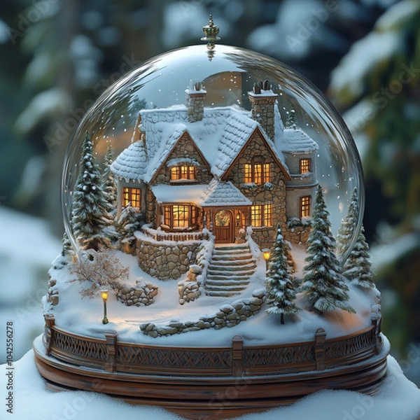 Obraz Christmas winter snow globe
