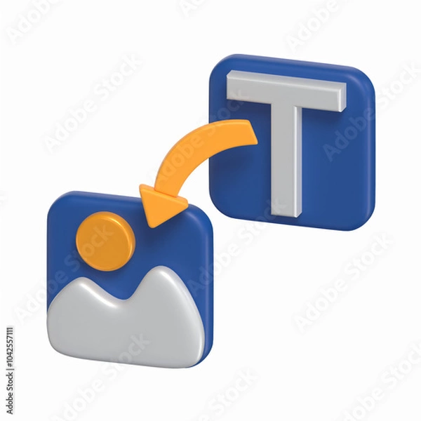 Fototapeta Text To Image Converter 3D Icon Artificial Intelligence  Model with Transparent Background