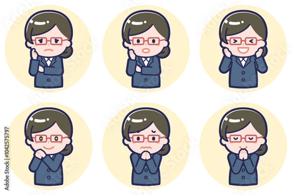 Obraz 女性教師のポーズセット_04