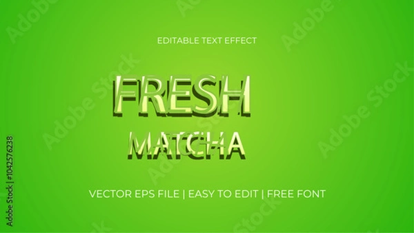 Fototapeta Fresh Matcha Editable Text Effect Cartoon Style