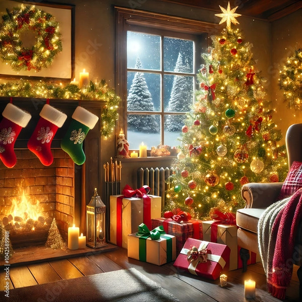 Obraz christmas tree with gifts