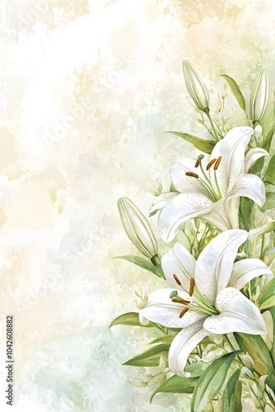 Obraz Elegant White Lilies in Soft Green