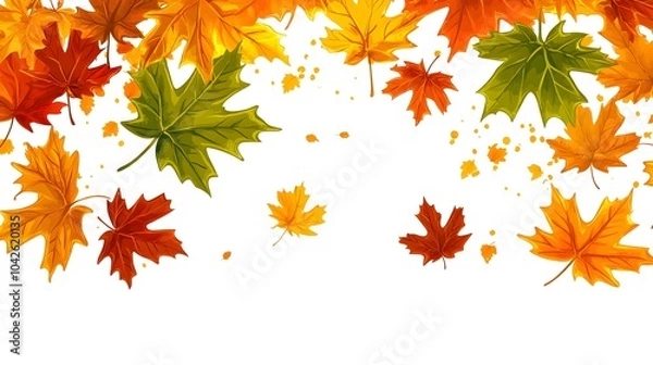 Obraz Autumn leaves, vector art, fall colors for kids