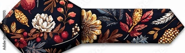 Fototapeta A stylish floral tie featuring autumn-inspired colors, perfect for adding a touch of elegance to any formal outfit.