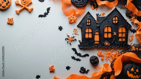 Fototapeta Halloween Theme with Spooky Decorations and Treats