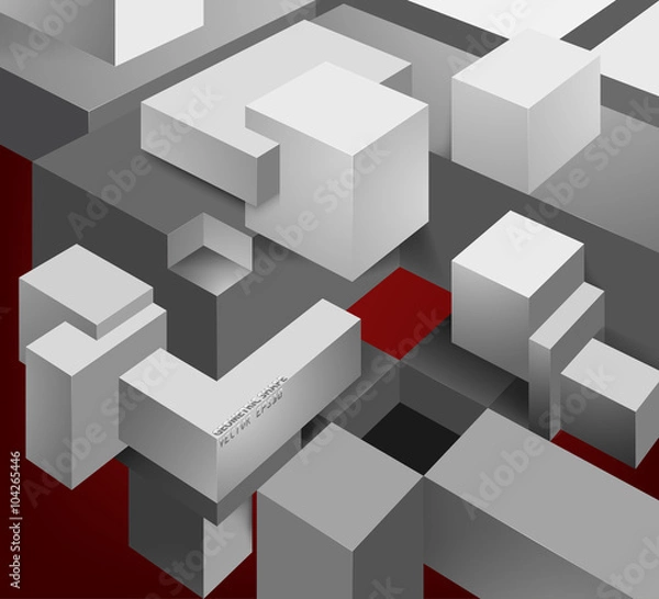 Fototapeta Geometrical shaped scene vector on a red abstract background