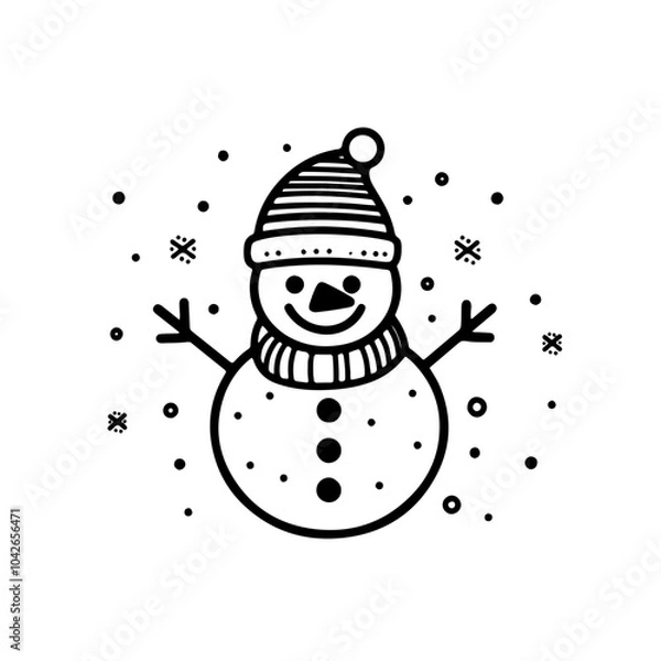 Fototapeta snowman vector icon with snow