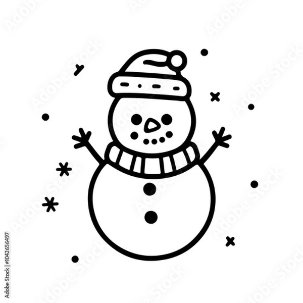 Fototapeta snowman vector icon with snow