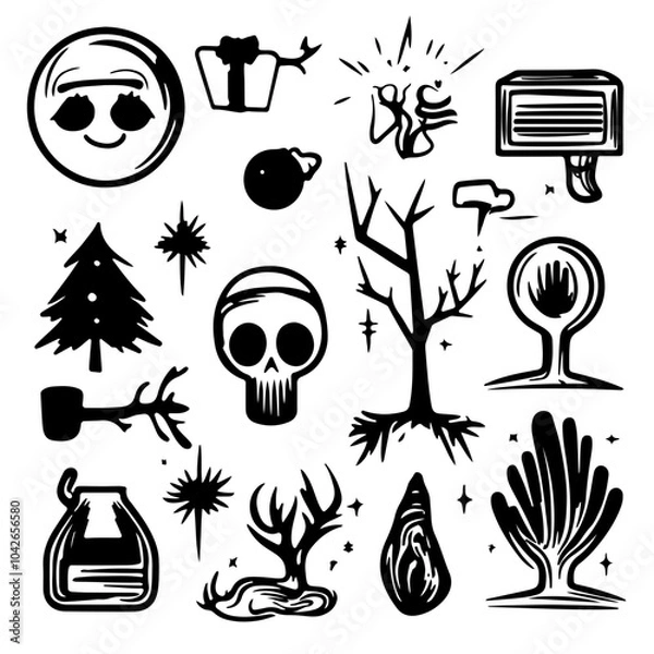 Obraz set of spooky christmas icons