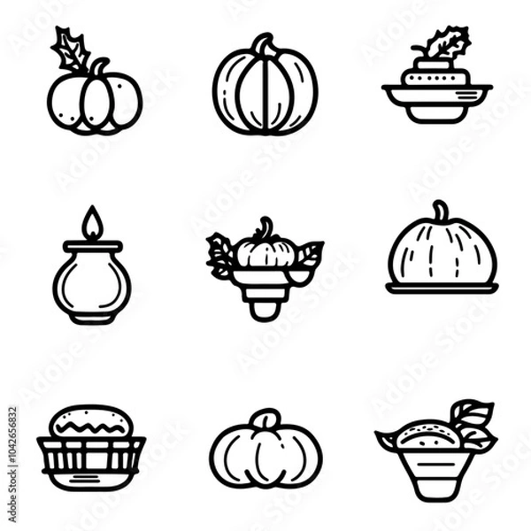 Obraz thanksgiving icons set