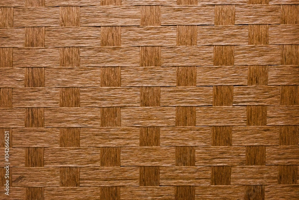 Fototapeta 編み込んだ木製の網細工　テクスチャー背景壁紙　かご・織物・自然素材の表面