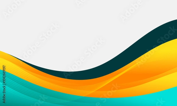 Fototapeta Abstract Wavy Background with Teal, Yellow, and Dark Blue