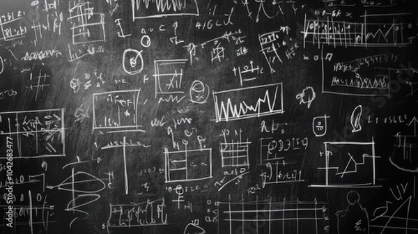 Fototapeta Creative Learning Unleashed: Geometric Shapes and Formulas in Educational Sketch