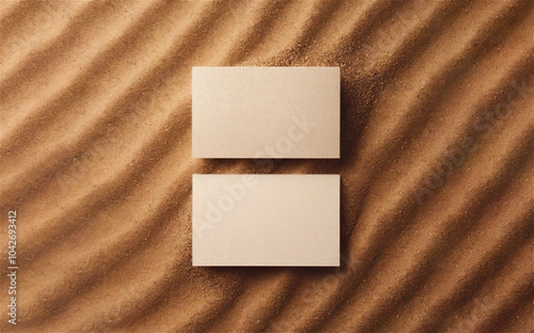 Obraz 해변 모래 위 명함 목업 템플릿