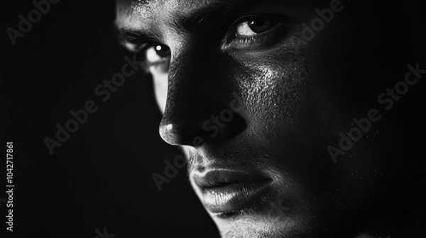 Obraz Striking Black and White Portrait of a Strong Man