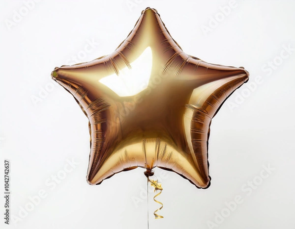Fototapeta Multicolored and shiny star-shaped party balloon. With white background
