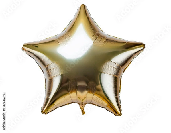 Fototapeta Multicolored and shiny star-shaped party balloon. With white background
