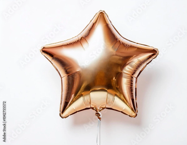 Fototapeta Multicolored and shiny star-shaped party balloon. With white background