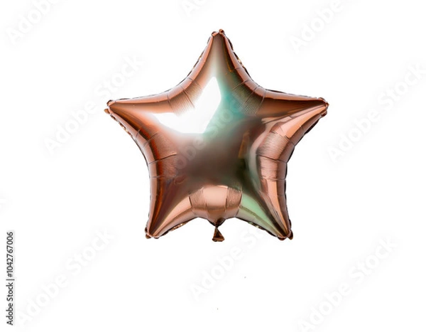 Fototapeta Multicolored and shiny star-shaped party balloon. With white background