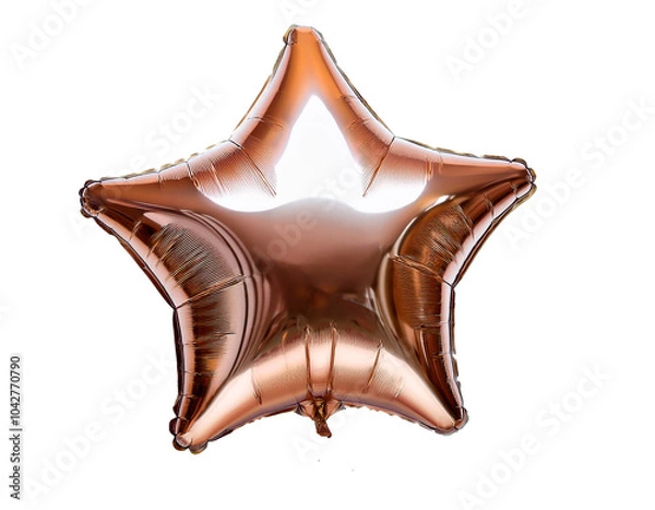 Fototapeta Multicolored and shiny star-shaped party balloon. With white background