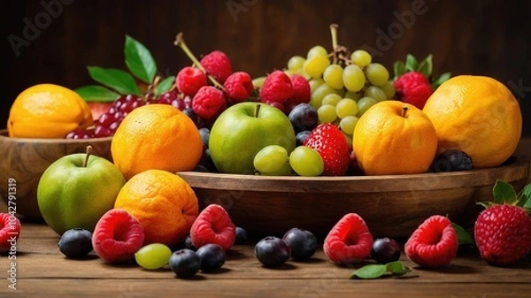 Fototapeta Fresh Fruit Still Life - Colorful Tabletop Arrangement