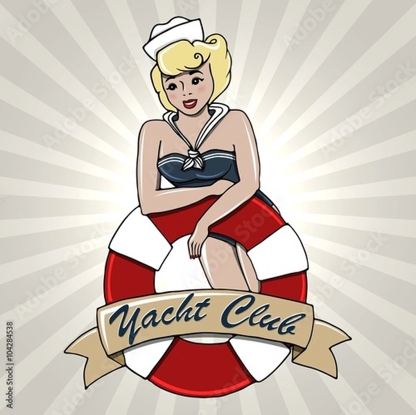 Fototapeta Vector illustration of vintage design. Yacht Club.