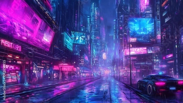 Fototapeta Neon Cityscape