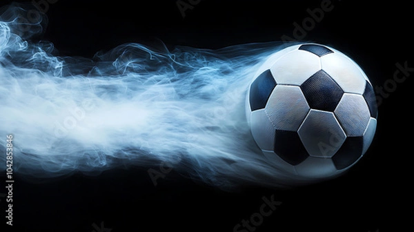 Fototapeta Dynamic soccer ball in motion with smoke effect
