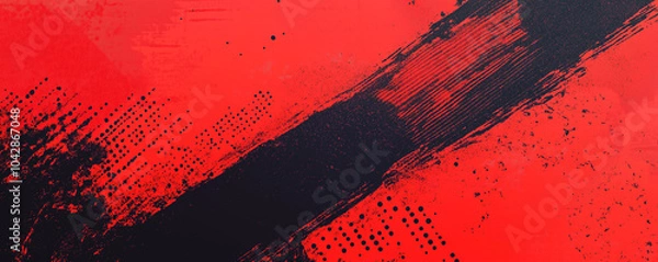 Fototapeta A dynamic abstract black and red background with brush strokes. AI generation