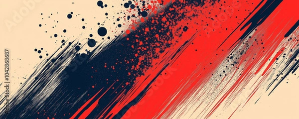 Fototapeta A dynamic abstract black and red background with brush strokes. AI generation