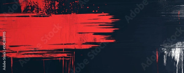 Fototapeta A dynamic abstract black and red background with brush strokes. AI generation
