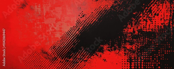 Fototapeta A dynamic abstract black and red background with brush strokes. AI generation